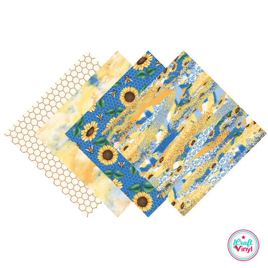 Sunflower & Bees Patterned HTV Pack