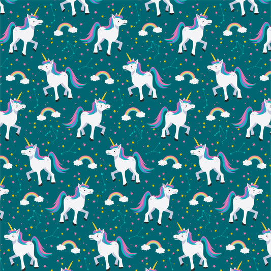 Teal Unicorns 12x12 Patterned Vinyl Sheet