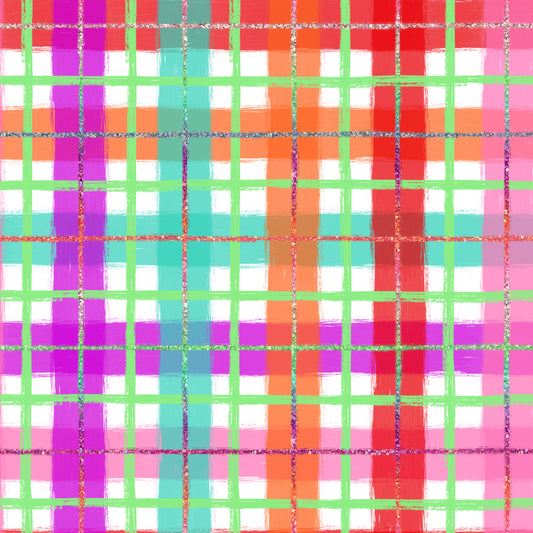 Thick Rainbow Plaid 12x12 Patterned Vinyl Sheet