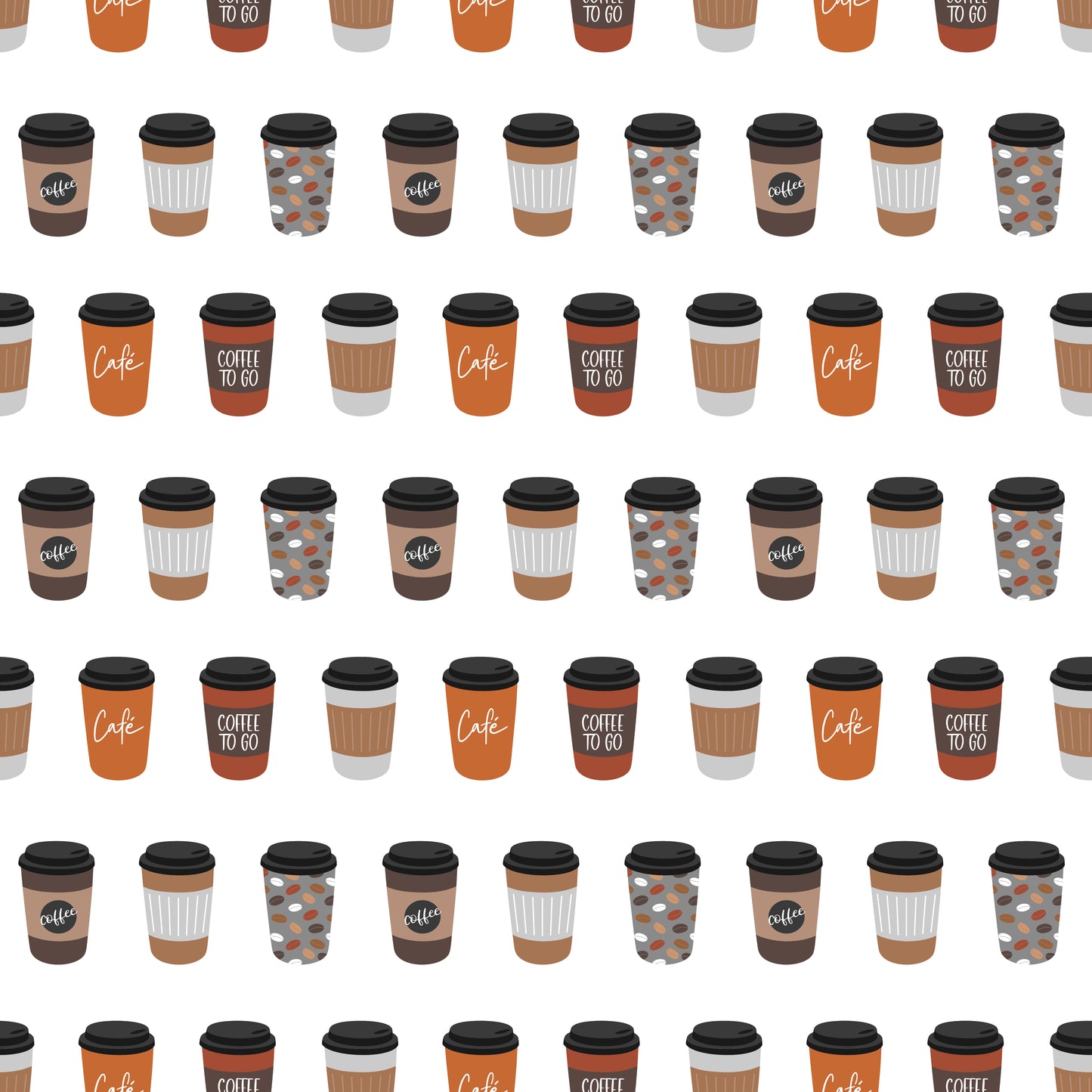 To Go Coffee Cups 12x12 Patterned Vinyl Sheet