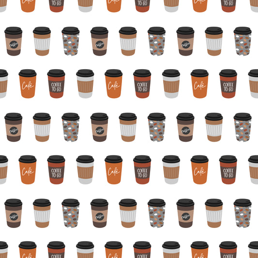 To Go Coffee Cups 12x12 Patterned Vinyl Sheet