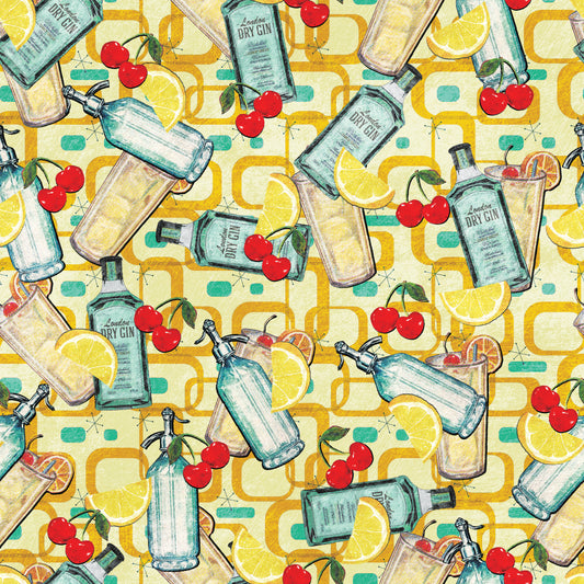 Tom Collins Cocktail 12x12 Patterned Vinyl Sheet