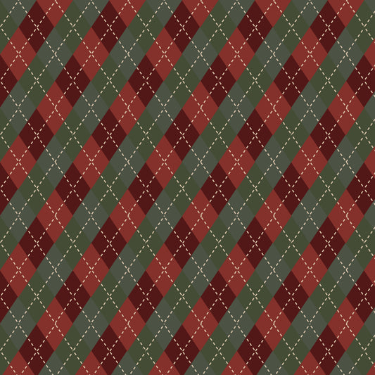 Vintage Holiday Argyle 12x12 Patterned Vinyl Sheet