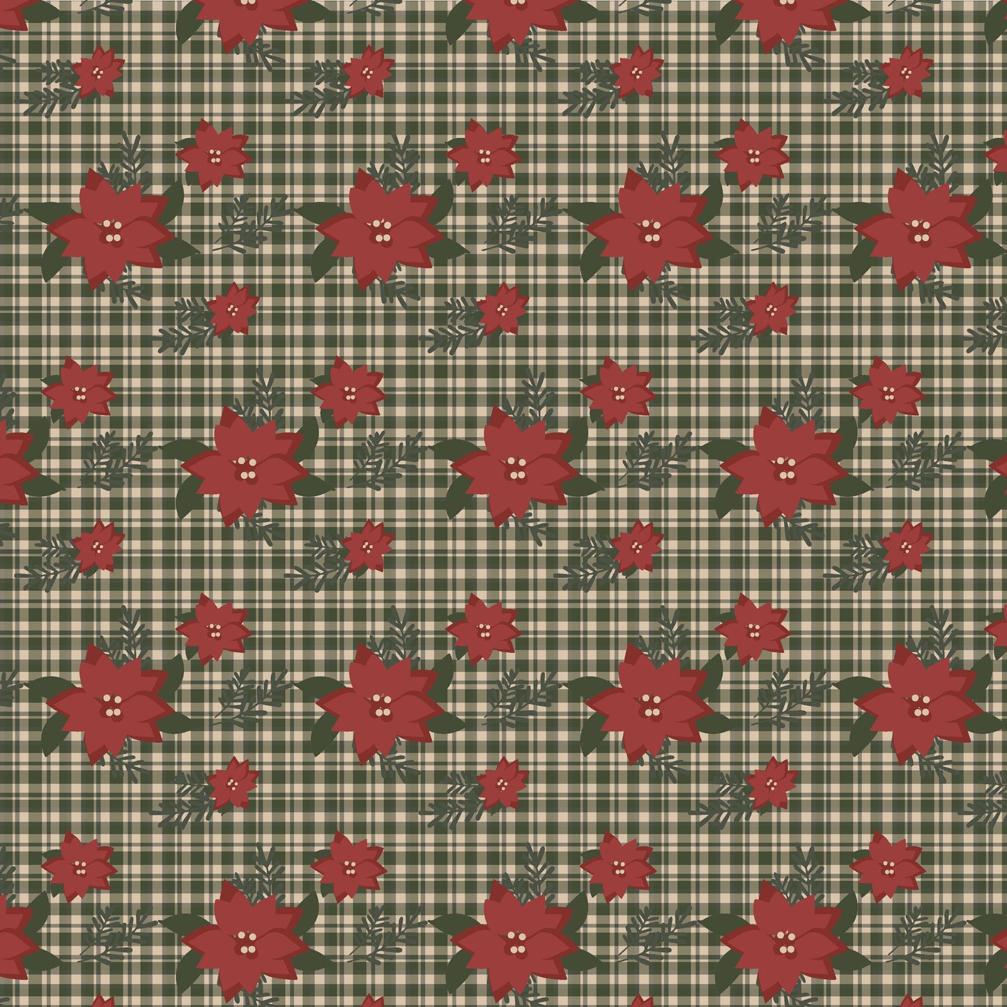 Vintage Holiday Floral Plaid 12x12 Patterned Vinyl Sheet