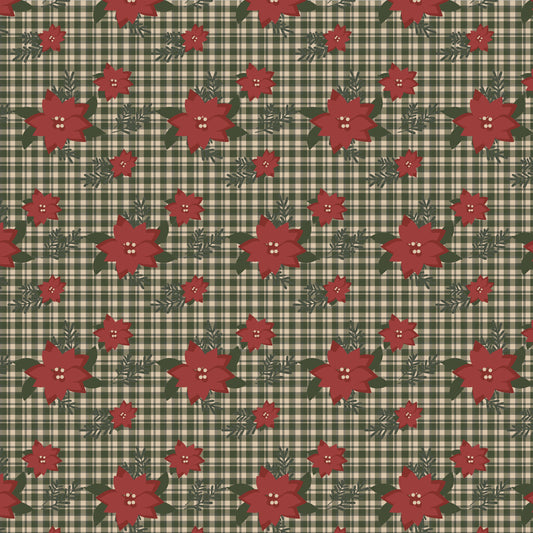 Vintage Holiday Floral Plaid 12x12 Patterned Vinyl Sheet