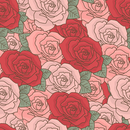 Vintage Pink & Red Roses 12x12 Patterned Vinyl Sheet