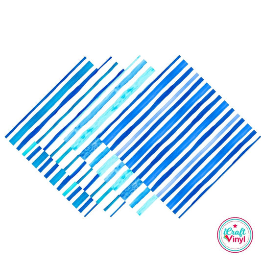 Ocean Watercolor Stripes Patterned HTV Pack