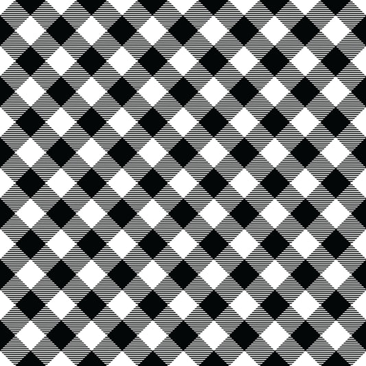 Large White & Black Plaid 12x12 Patterned Vinyl Sheet