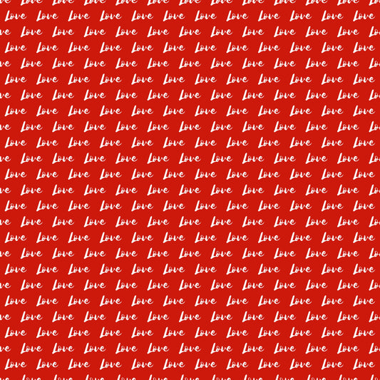 White Love Script on Red 12x12 Patterned Vinyl Sheet