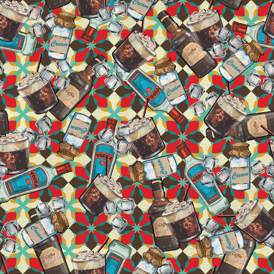 White Russian Cocktail 12x12 Patterned Vinyl Sheet