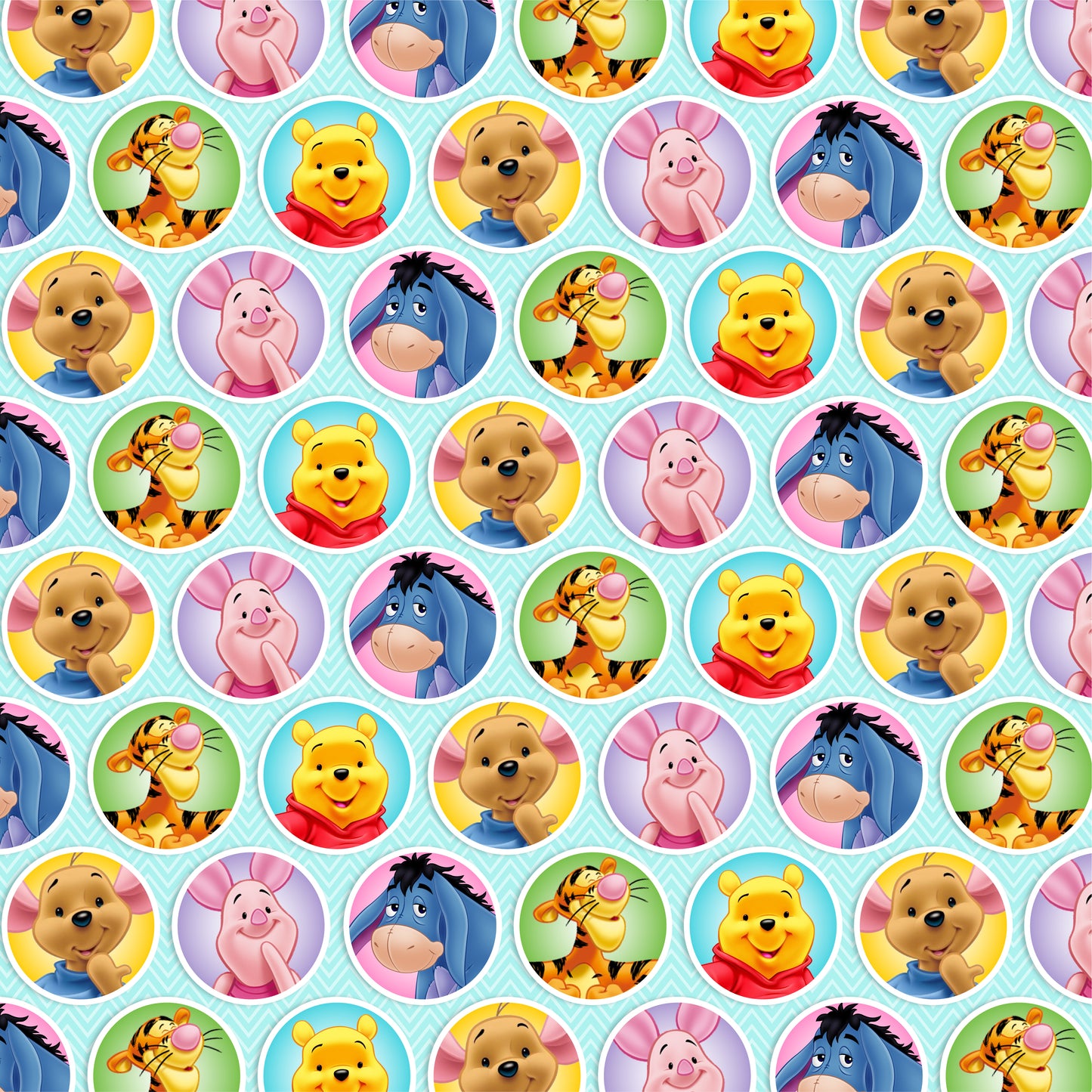 Winnie the Pooh & Friends in Circles 12x12 Patterned Vinyl Sheet
