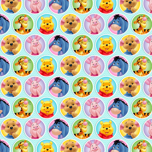 Winnie the Pooh & Friends in Circles 12x12 Patterned Vinyl Sheet