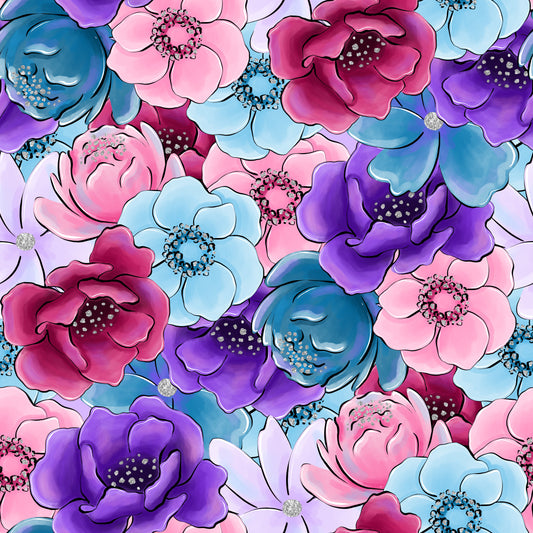 Winter Floral Bouquet 12x12 Patterned Vinyl Sheet