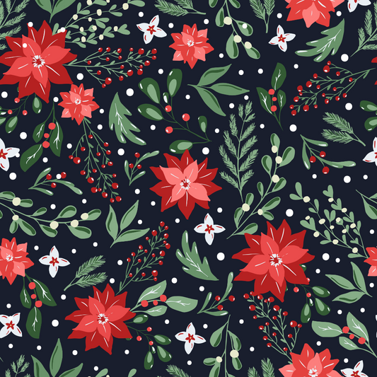 Red & Green Winter Floral 12x12 Patterned Vinyl Sheet