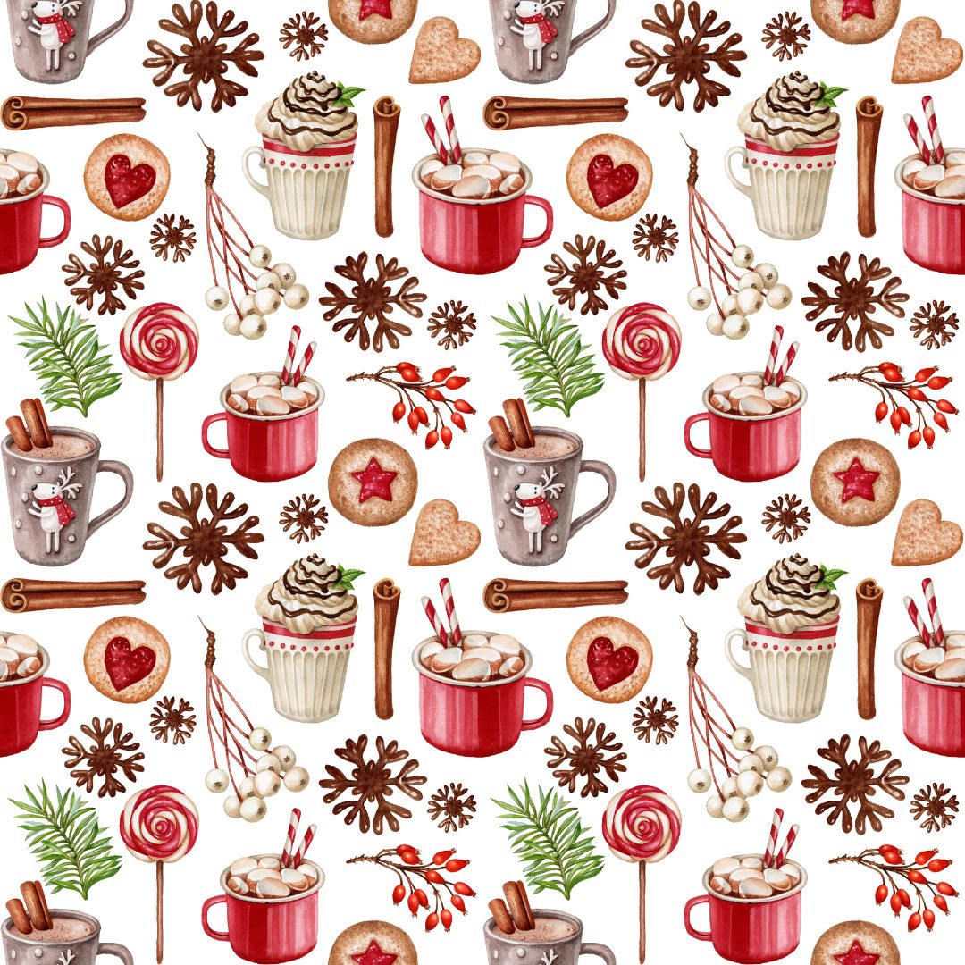 Winter Hot Cocoa 12x12 Patterned Vinyl Sheet