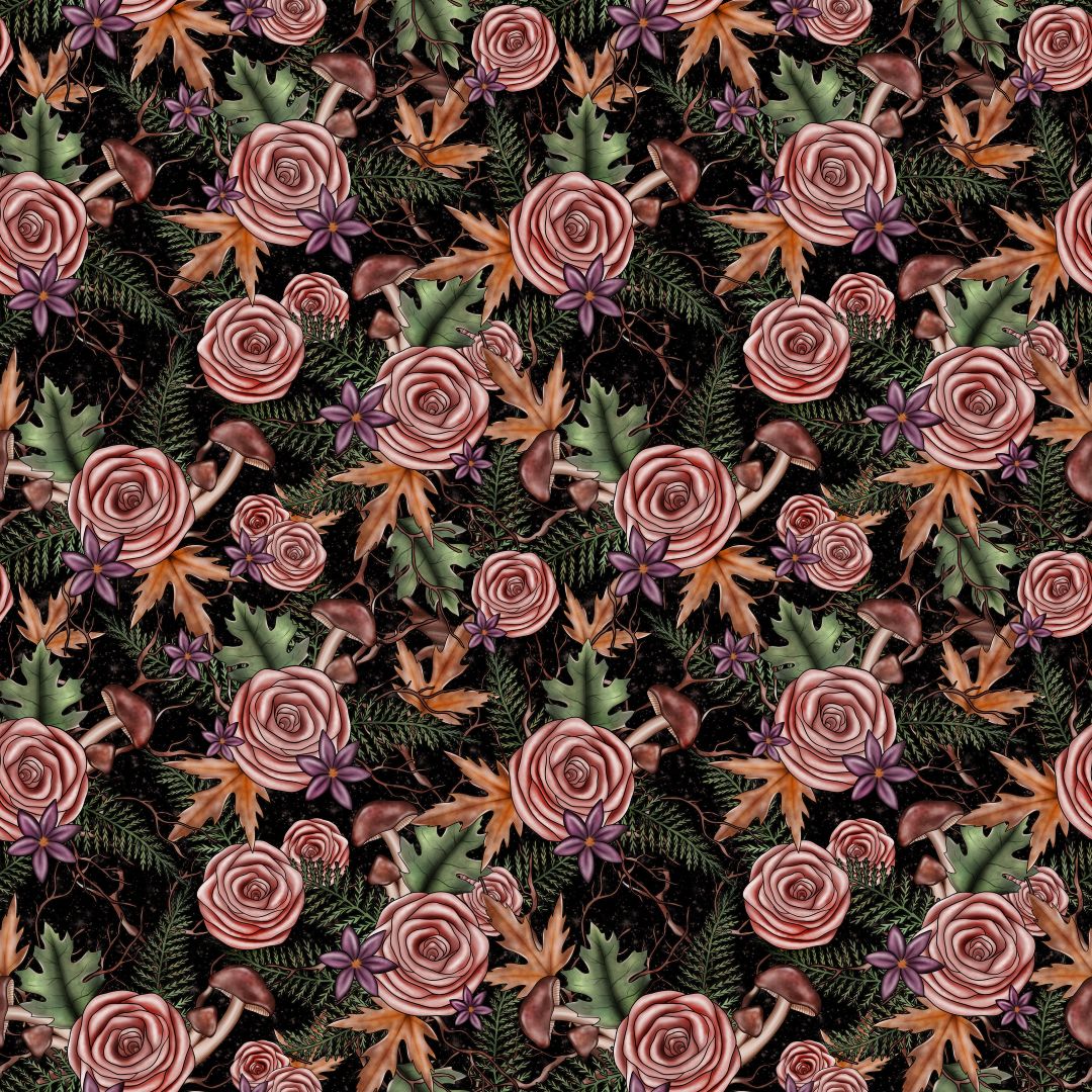 Woodland Florals & Mushrooms 12x12 Patterned Vinyl Sheet